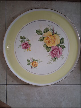 Cake Plate & Server w/Gold Trim - Vintage Royal Tudor Ware Barker Bros